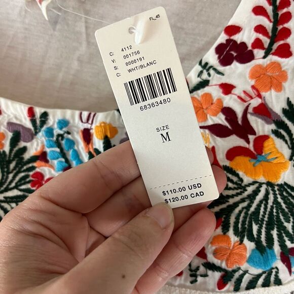 Anthropologie Tiny Tatum Embroidered Blouse Floral Embroidery NWT Size Medium Sh - Picture 3 of 7